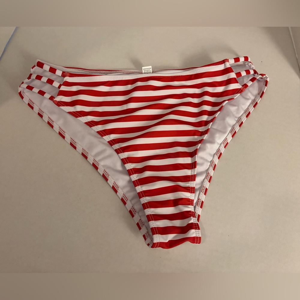 Red and White Striped Bikini Bottom